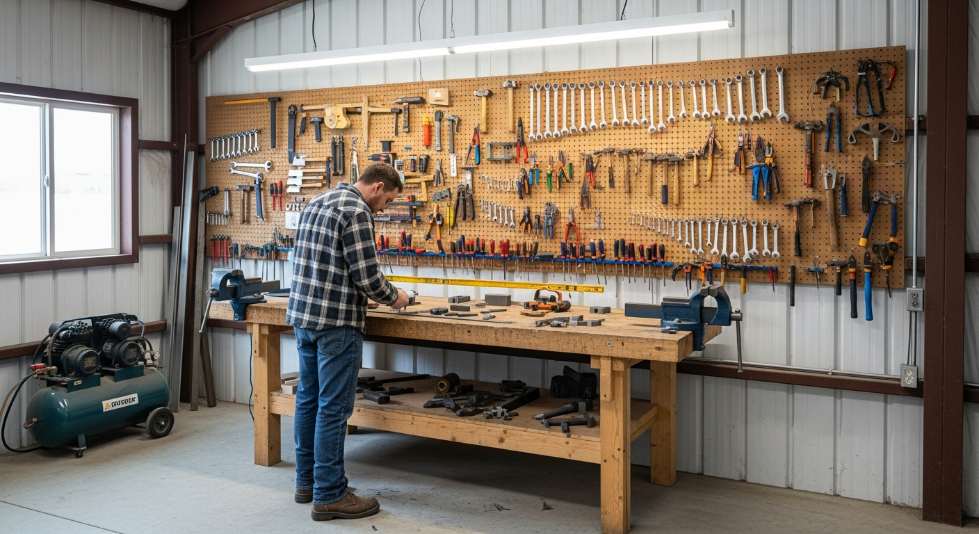 Workshop interior with tools